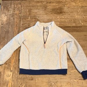Athleta Teddy Jacket in Cream and Blue